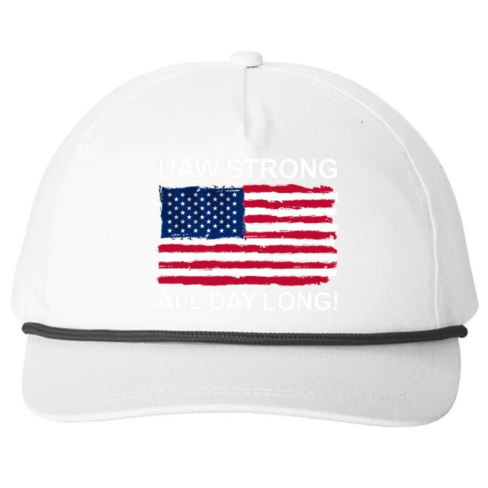 UAW Strike USA Flag Red United Auto Workers Picket Sign Snapback Five-Panel Rope Hat