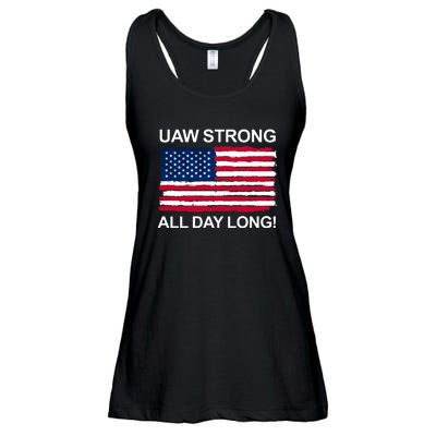 UAW Strike USA Flag Red United Auto Workers Picket Sign Ladies Essential Flowy Tank