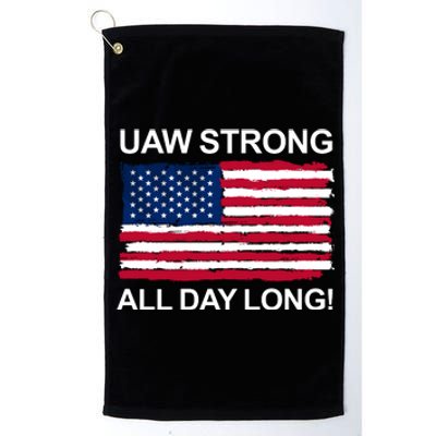 UAW Strike USA Flag Red United Auto Workers Picket Sign Platinum Collection Golf Towel