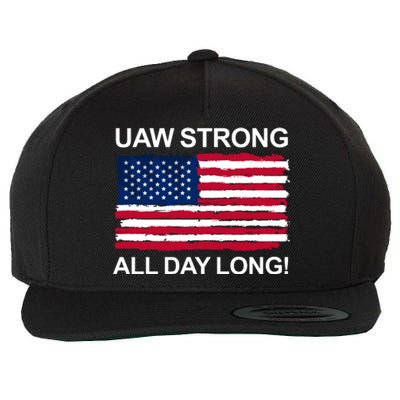 UAW Strike USA Flag Red United Auto Workers Picket Sign Wool Snapback Cap