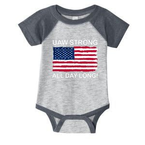 UAW Strike USA Flag Red United Auto Workers Picket Sign Infant Baby Jersey Bodysuit