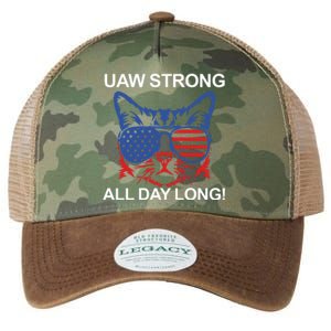 UAW Strike USA Flag Red United Auto Workers Picket Sign Legacy Tie Dye Trucker Hat