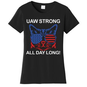 UAW Strike USA Flag Red United Auto Workers Picket Sign Women's T-Shirt