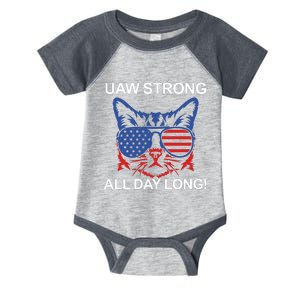 UAW Strike USA Flag Red United Auto Workers Picket Sign Infant Baby Jersey Bodysuit