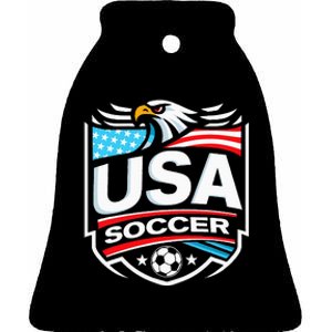 Usa Soccer Ceramic Bell Ornament