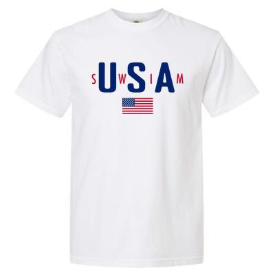 Usa Swim  Usa Summer Swimming 2024 Games Garment-Dyed Heavyweight T-Shirt