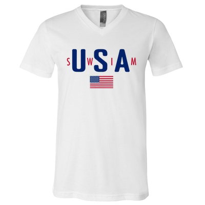 Usa Swim  Usa Summer Swimming 2024 Games V-Neck T-Shirt