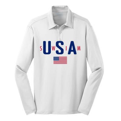 Usa Swim  Usa Summer Swimming 2024 Games Silk Touch Performance Long Sleeve Polo