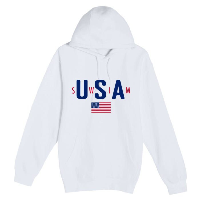 Usa Swim  Usa Summer Swimming 2024 Games Premium Pullover Hoodie