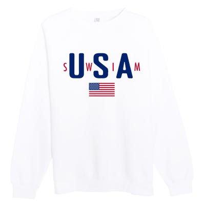 Usa Swim  Usa Summer Swimming 2024 Games Premium Crewneck Sweatshirt