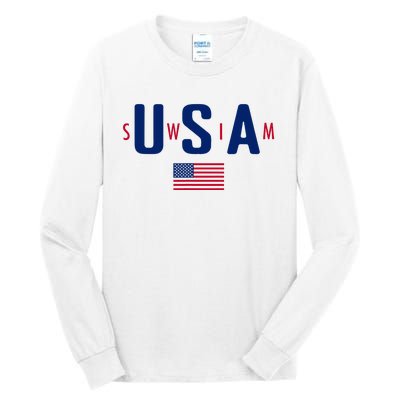 Usa Swim  Usa Summer Swimming 2024 Games Tall Long Sleeve T-Shirt