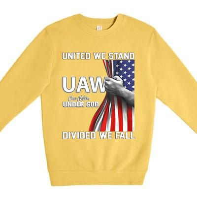 UAW Strong United We Stand Proud Union UAW Red Premium Crewneck Sweatshirt