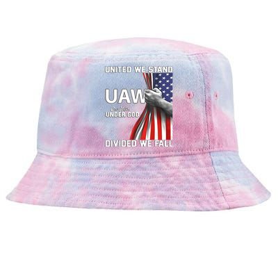 UAW Strong United We Stand Proud Union UAW Red Tie-Dyed Bucket Hat