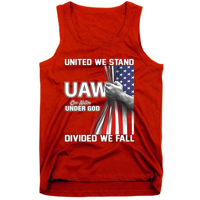 UAW Strong United We Stand Proud Union UAW Red Tank Top