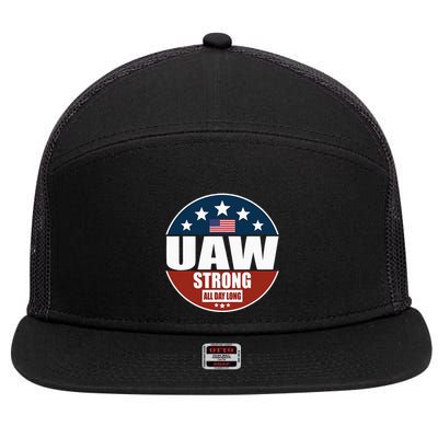 Uaw Strong Uaw Pride Uaw Laborer Worker 7 Panel Mesh Trucker Snapback Hat