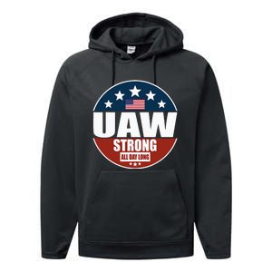 Uaw Strong Uaw Pride Uaw Laborer Worker Performance Fleece Hoodie