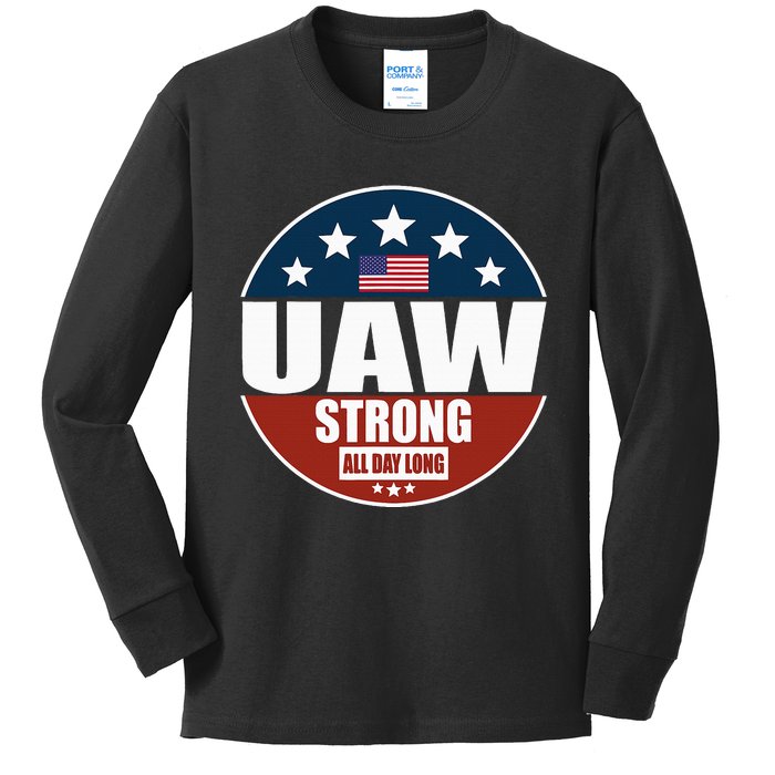 Uaw Strong Uaw Pride Uaw Laborer Worker Kids Long Sleeve Shirt