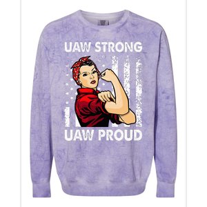 UAW Strong UAW Proud Union Pride UAW Laborer Worker Colorblast Crewneck Sweatshirt