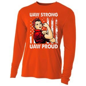 UAW Strong UAW Proud Union Pride UAW Laborer Worker Cooling Performance Long Sleeve Crew