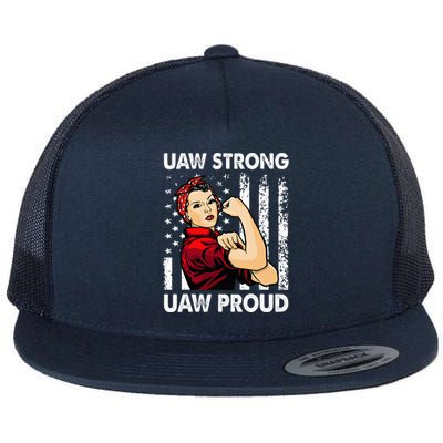 UAW Strong UAW Proud Union Pride UAW Laborer Worker Flat Bill Trucker Hat