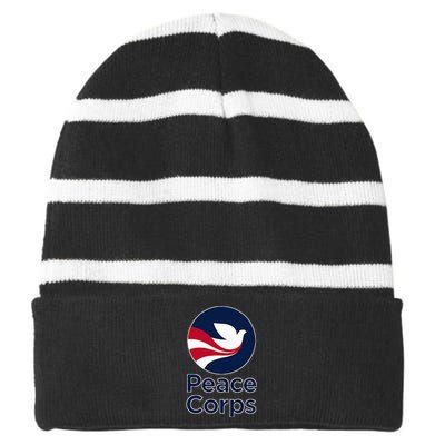 United States Us Peace Corps Volunteer Service Striped Beanie with Solid Band