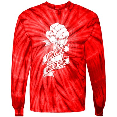 UAW Strike United Auto Workers Picket Sign Tie-Dye Long Sleeve Shirt