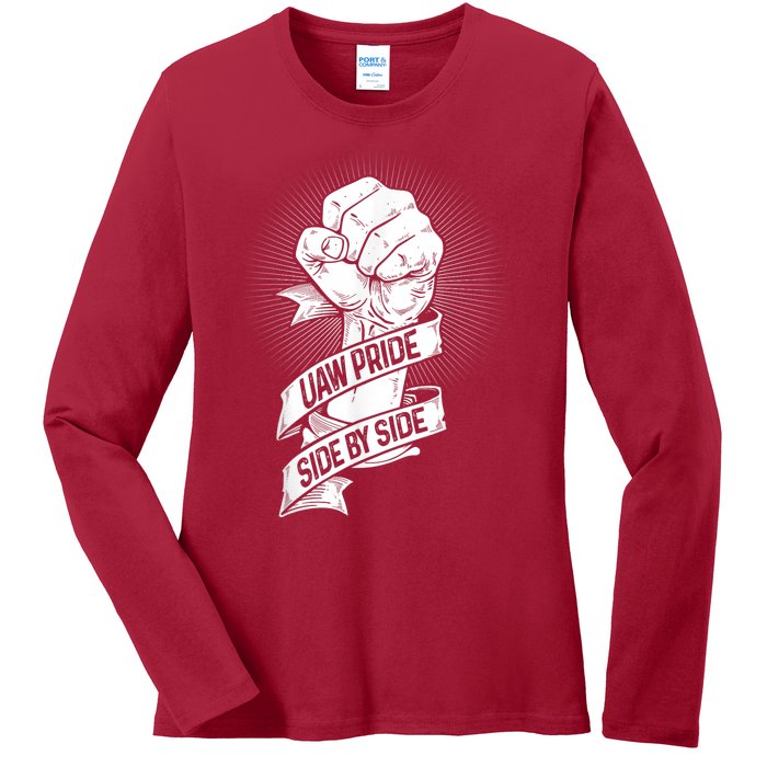 UAW Strike United Auto Workers Picket Sign Ladies Long Sleeve Shirt