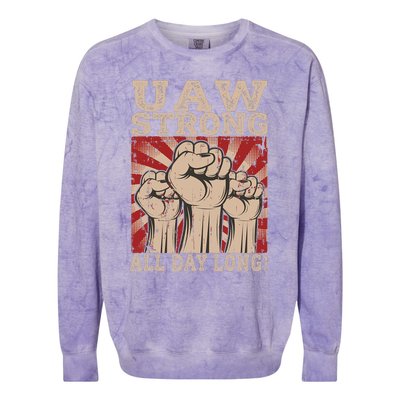 UAW Strong UAW Proud Union Pride UAW Laborer Worker Colorblast Crewneck Sweatshirt