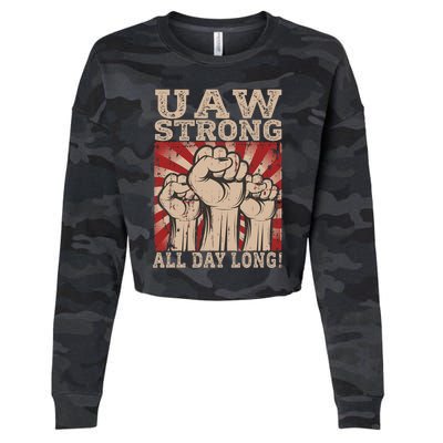 UAW Strong UAW Proud Union Pride UAW Laborer Worker Cropped Pullover Crew