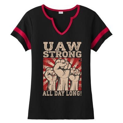 UAW Strong UAW Proud Union Pride UAW Laborer Worker Ladies Halftime Notch Neck Tee