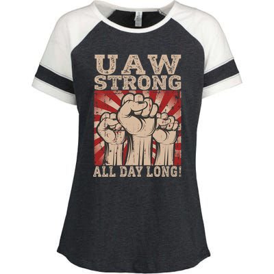 UAW Strong UAW Proud Union Pride UAW Laborer Worker Enza Ladies Jersey Colorblock Tee