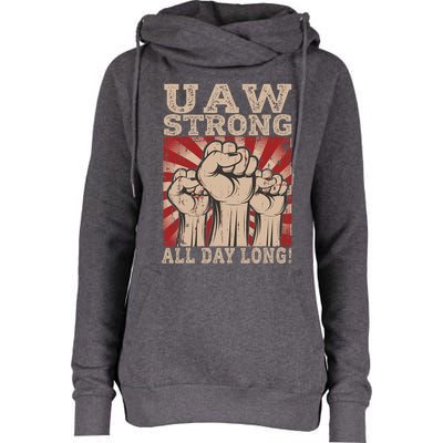 UAW Strong UAW Proud Union Pride UAW Laborer Worker Womens Funnel Neck Pullover Hood