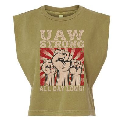 UAW Strong UAW Proud Union Pride UAW Laborer Worker Garment-Dyed Women's Muscle Tee