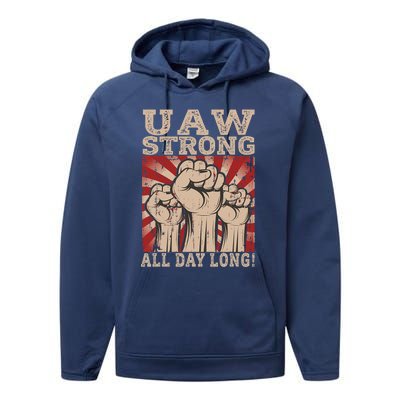 UAW Strong UAW Proud Union Pride UAW Laborer Worker Performance Fleece Hoodie