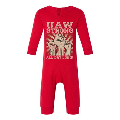 UAW Strong UAW Proud Union Pride UAW Laborer Worker Infant Fleece One Piece