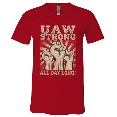 UAW Strong UAW Proud Union Pride UAW Laborer Worker V-Neck T-Shirt