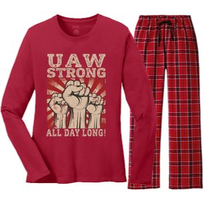 UAW Strong UAW Proud Union Pride UAW Laborer Worker Women's Long Sleeve Flannel Pajama Set 