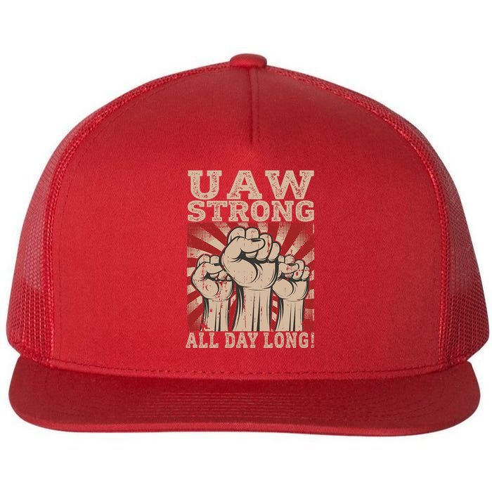 UAW Strong UAW Proud Union Pride UAW Laborer Worker Flat Bill Trucker Hat