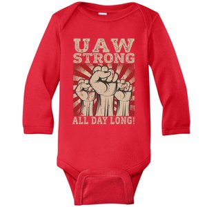 UAW Strong UAW Proud Union Pride UAW Laborer Worker Baby Long Sleeve Bodysuit