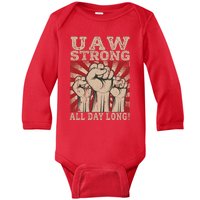 UAW Strong UAW Proud Union Pride UAW Laborer Worker Baby Long Sleeve Bodysuit