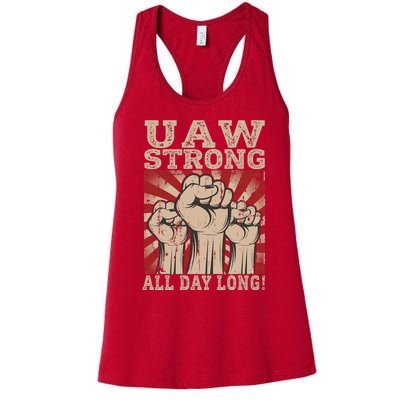 UAW Strong UAW Proud Union Pride UAW Laborer Worker Women's Racerback Tank