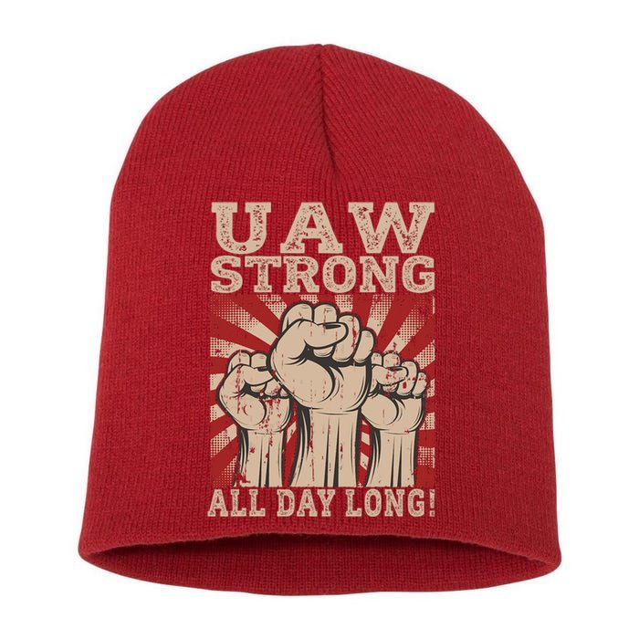 UAW Strong UAW Proud Union Pride UAW Laborer Worker Short Acrylic Beanie