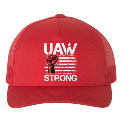 UAW Strike USA Flag Red United Auto Workers Picket Sign Yupoong Adult 5-Panel Trucker Hat