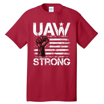 UAW Strike USA Flag Red United Auto Workers Picket Sign Tall T-Shirt