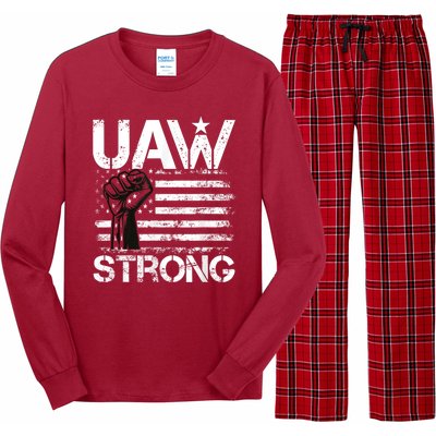 UAW Strike USA Flag Red United Auto Workers Picket Sign Long Sleeve Pajama Set