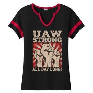 UAW Strong UAW Proud Union Pride UAW Laborer Worker Ladies Halftime Notch Neck Tee