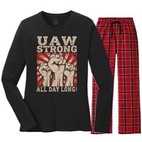 UAW Strong UAW Proud Union Pride UAW Laborer Worker Women's Long Sleeve Flannel Pajama Set 