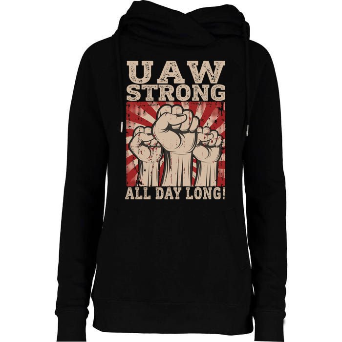 UAW Strong UAW Proud Union Pride UAW Laborer Worker Womens Funnel Neck Pullover Hood