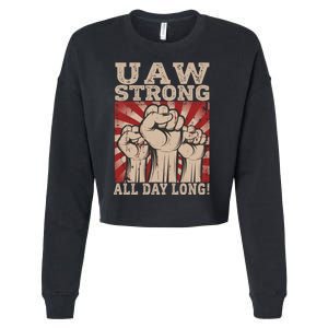 UAW Strong UAW Proud Union Pride UAW Laborer Worker Cropped Pullover Crew