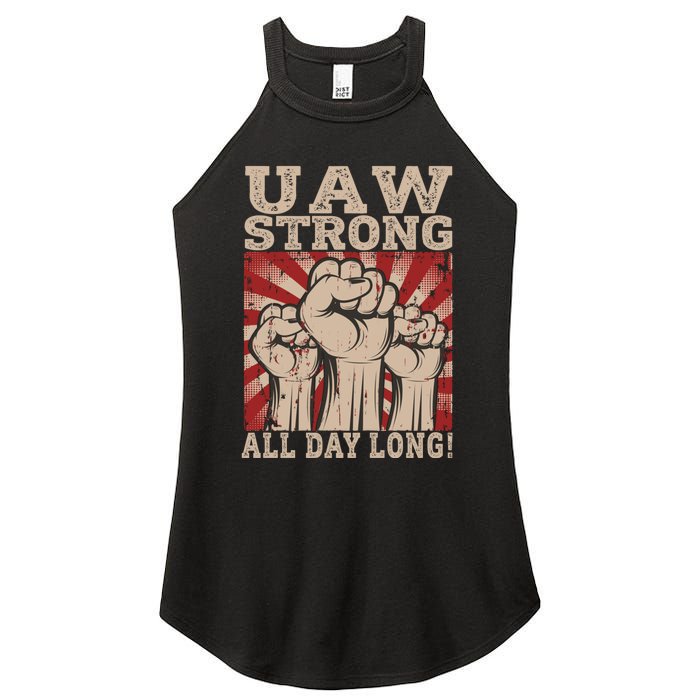 UAW Strong UAW Proud Union Pride UAW Laborer Worker Women's Perfect Tri Rocker Tank